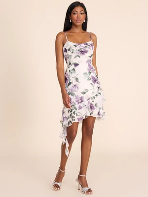 Mini-robe à motifs floraux et volants