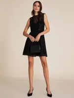 Illusion Sequin Mini Fit & Flare Dress, /