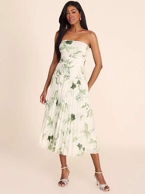 Strapless Midi Floral Dress