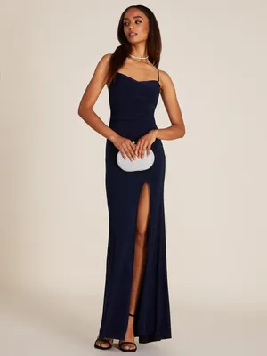 Cowl Neck Fitted Gown, /
