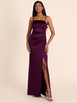 Satin Gown With Pleating