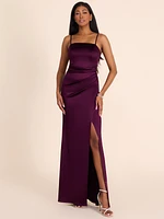 Satin Gown With Pleating