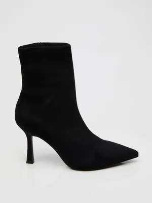 Pointed-Toe High Heel Ankle Bootie, Black /