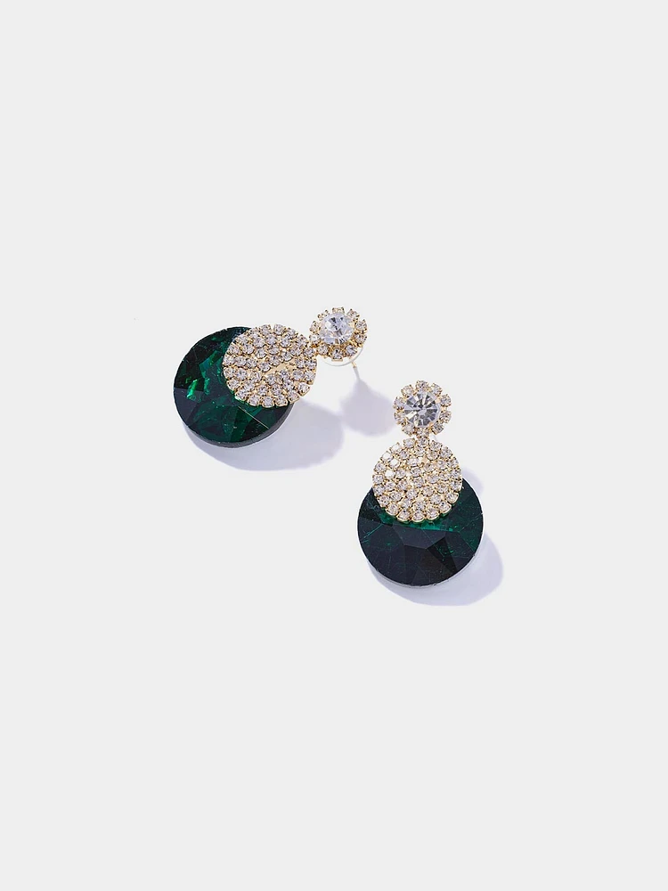 Glass Drop Earring With Pavé Detail