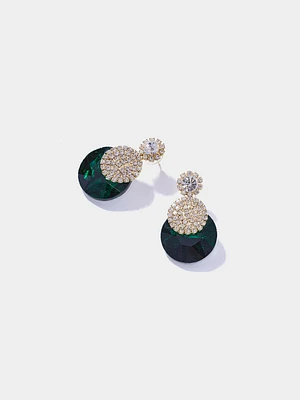 Glass Drop Earring With Pavé Detail