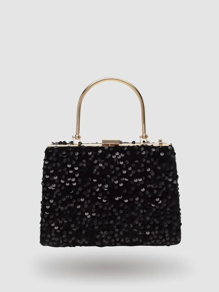 Sequined Minaudiere With Top Handle, / o/s