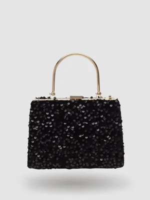 Sequined Minaudiere With Top Handle, / o/s