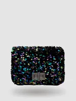 Sequined Flapover Crossbody Bag