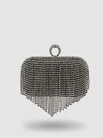 Jewelled Fringe Minaudiere With Ring Closure