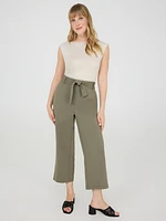 Pantalon gaucho en crêpe avec ceinture