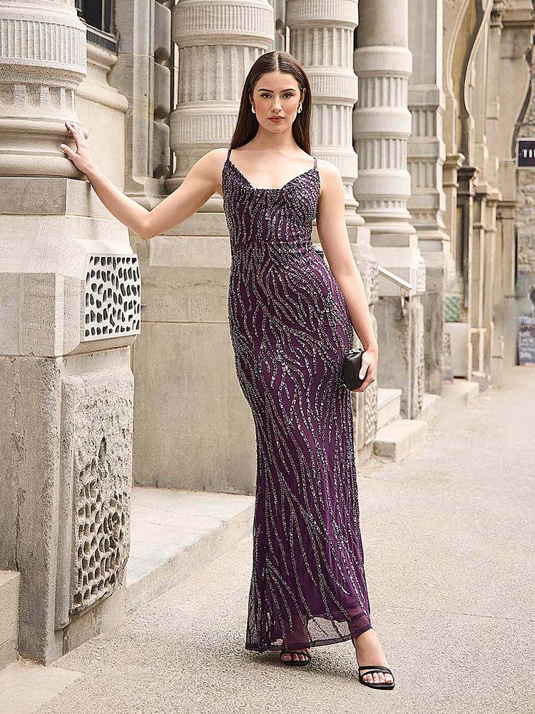 Sequin Animal Print Gown