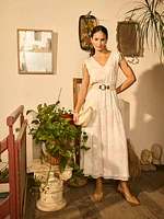 Floral Print Chiffon Tiered Midi Dress