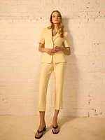 Cropped Straight Leg Pants With Side Slits