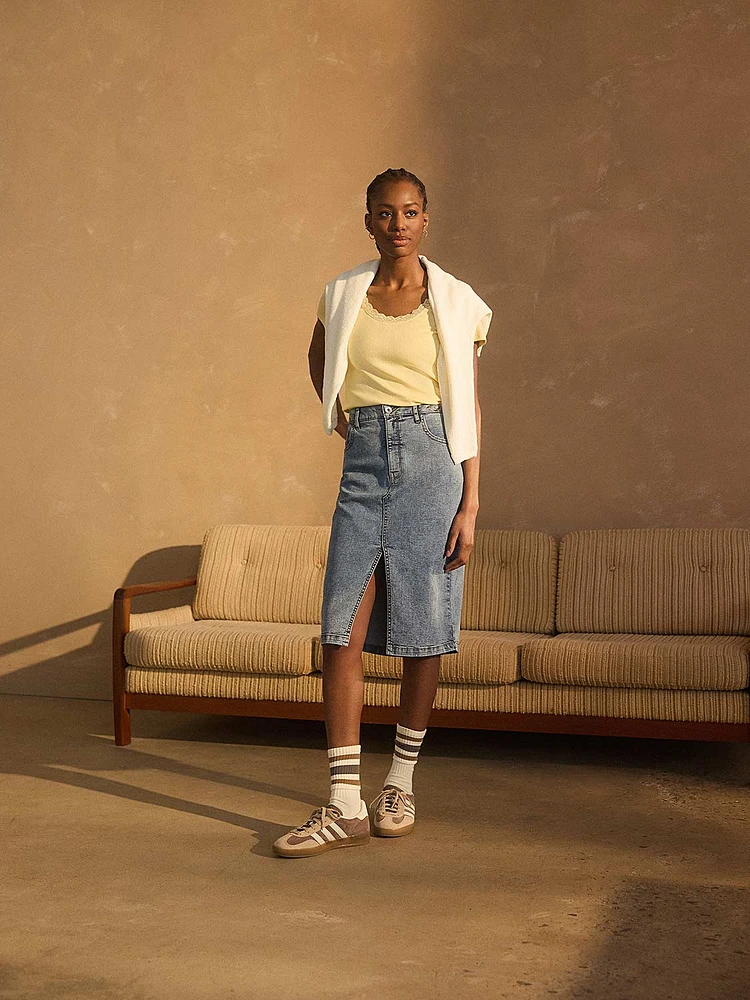 Denim Pencil Skirt