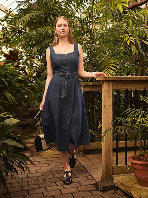 Sleeveless Denim Midi Dress