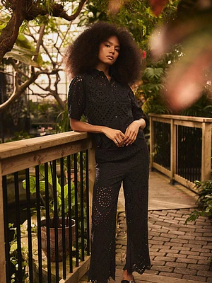 Cropped Eyelet Pants