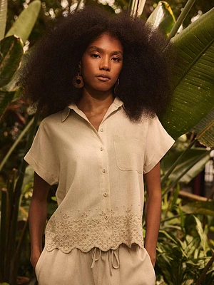 Short Sleeve Linen Blouse