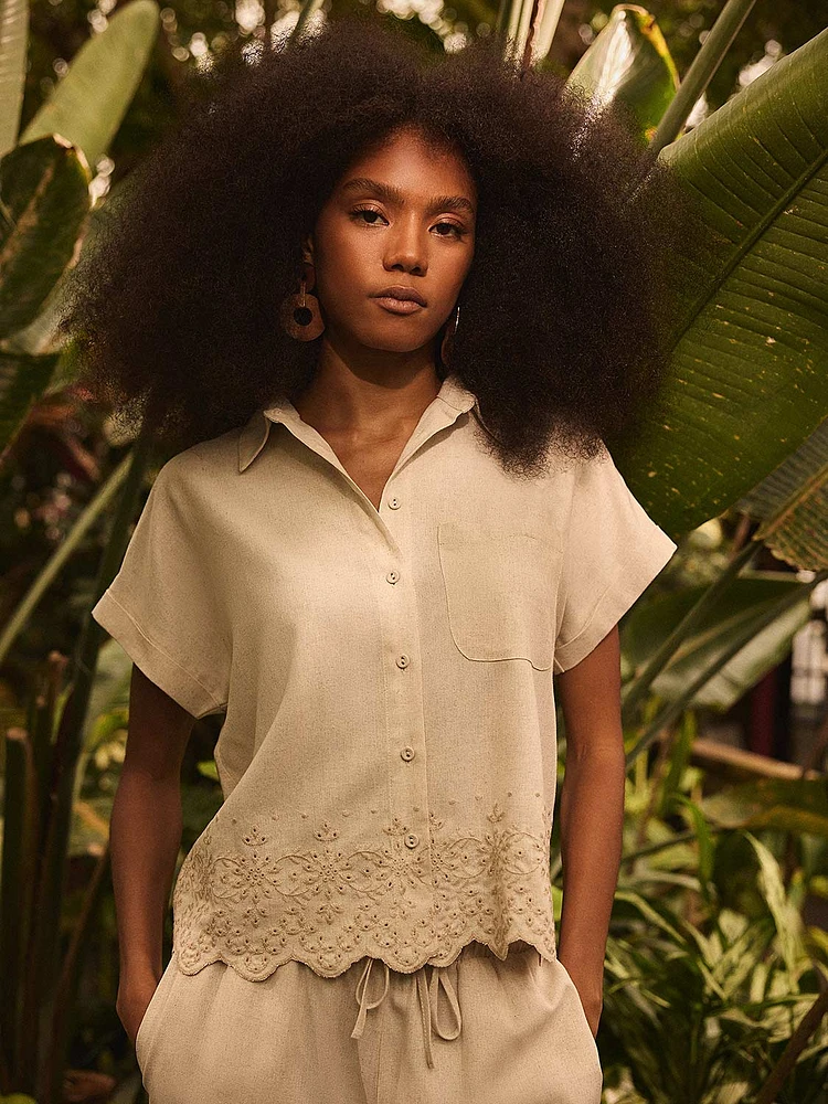 Short Sleeve Linen Blouse