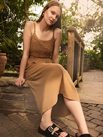 Midi Dress With Crochet Top