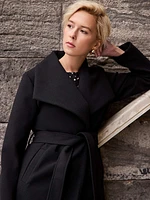 Faux Wool Shawl Collar Wrap Coat