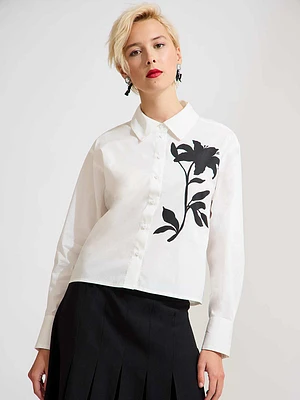 Floral Placement Poplin Blouse