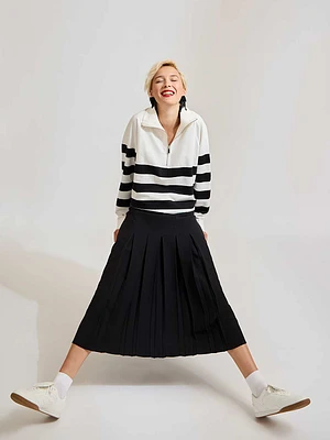 Striped Half-Zip Fleece Sweatshirt