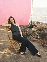 One Shoulder Dot Print Peplum Top