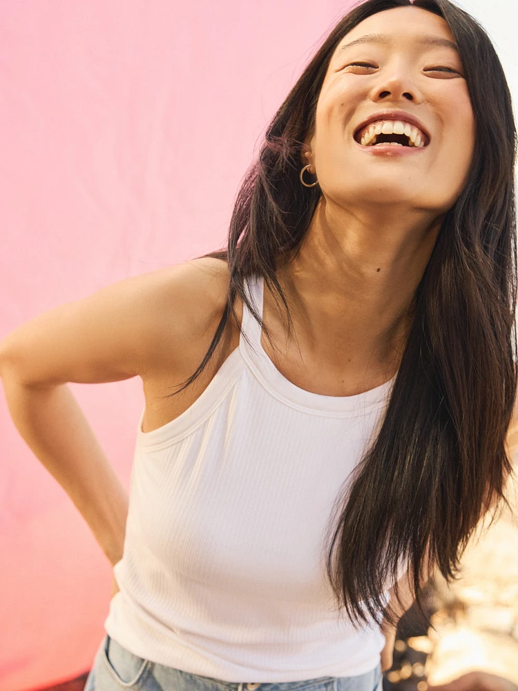 Camisole côtelée à col licou