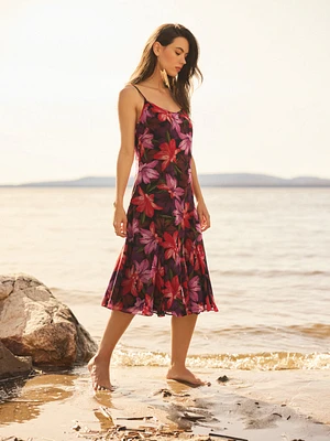 Floral Spaghetti Strap Chiffon Midi Dress