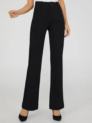 Patch Pocket Wide Leg Pant, Black /
