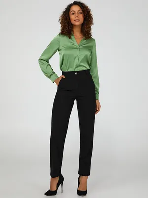 High Rise Zip-Front Trousers, /