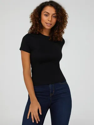 Cropped Crew Neck T-Shirt, /