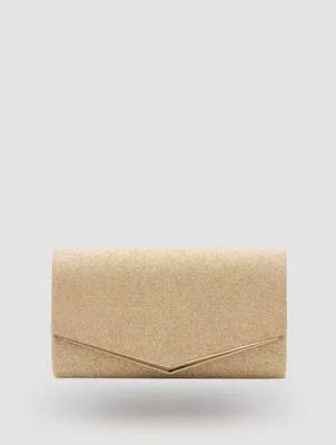 Glitter Envelope Clutch With Metal Trim, / o/s