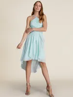 Lace Halter Top Knee Length Fit & Flare Dress, Lt Blue /