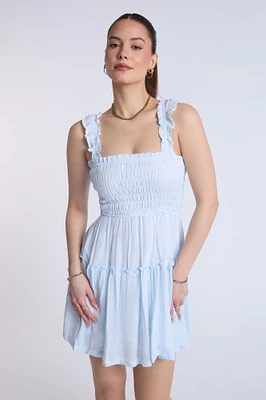 Mini-robe smockée étagée