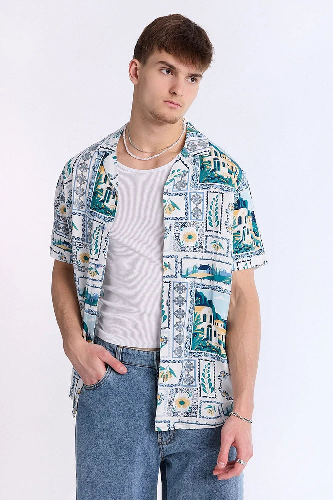 Chemise de vacances à manches courtes imprimé destination