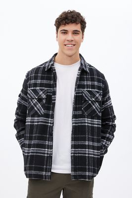 North Western Plaid Button-Up Shacket