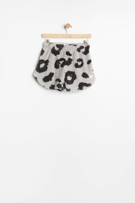 AERO Girls Leopard Print Plush Sherpa Embroidered Pajama Short