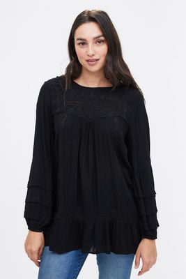 Lace Embroidered Peasant Top