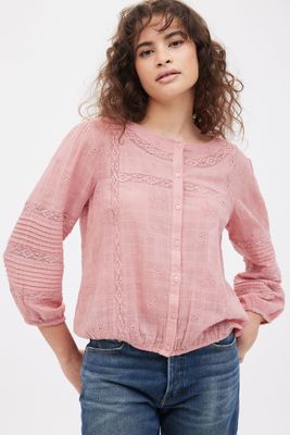 Textured Button-Up Blouse