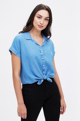 Short Sleeve Tie Front Top