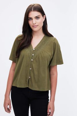 Short Sleeve Embroidered Boho Blouse