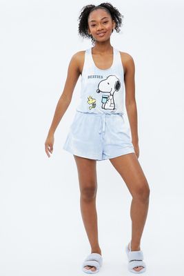 Super Soft Tie Dye Peanuts Besties Graphic Pajama Romper