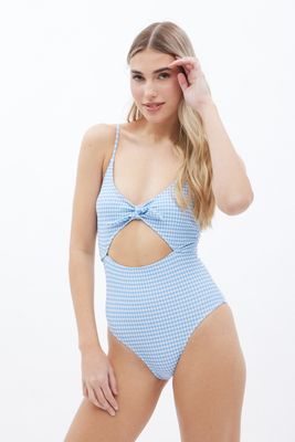AERO Tie-Front Ruched One-Piece Swimsuit