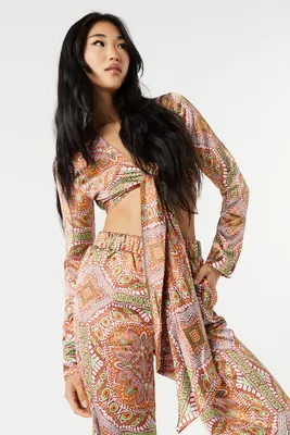 Haut en satin avec motif aztèque et attache