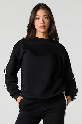 Oversized Stripe Sleeve Fleece Sweater