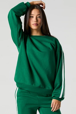 Oversized Stripe Sleeve Fleece Sweater