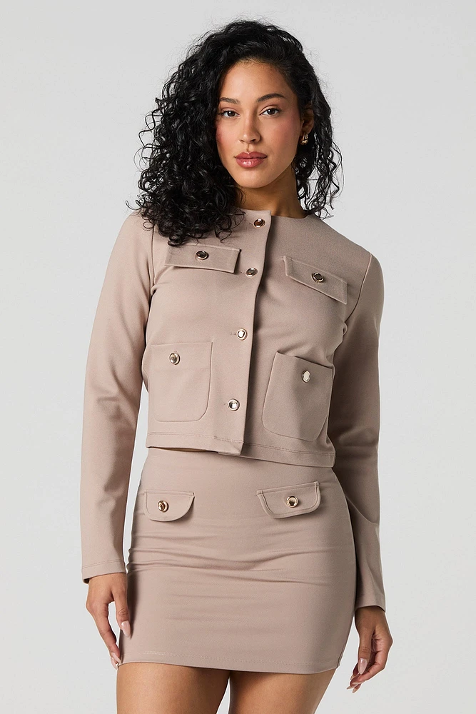 Buttoned Pocket Mini Skirt