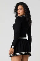 Contrast Knit Pleated Mini Skirt