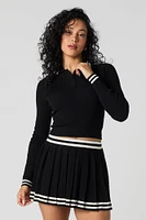 Contrast Knit Pleated Mini Skirt